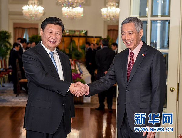 11月7日，國(guó)家主席習(xí)近平在新加坡同新加坡總理李顯龍舉行會(huì)談。 新華社記者 李學(xué)仁 攝