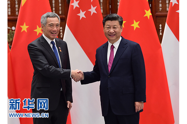 9月2日，國(guó)家主席習(xí)近平在杭州會(huì)見(jiàn)新加坡總理李顯龍。新華社記者張鐸攝